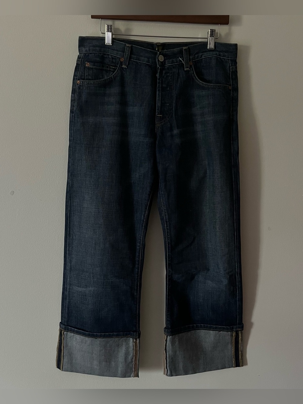 Women’s Seven for all Mankind Dark Blue  Wash Button Fly Straight-Leg Jeans 30